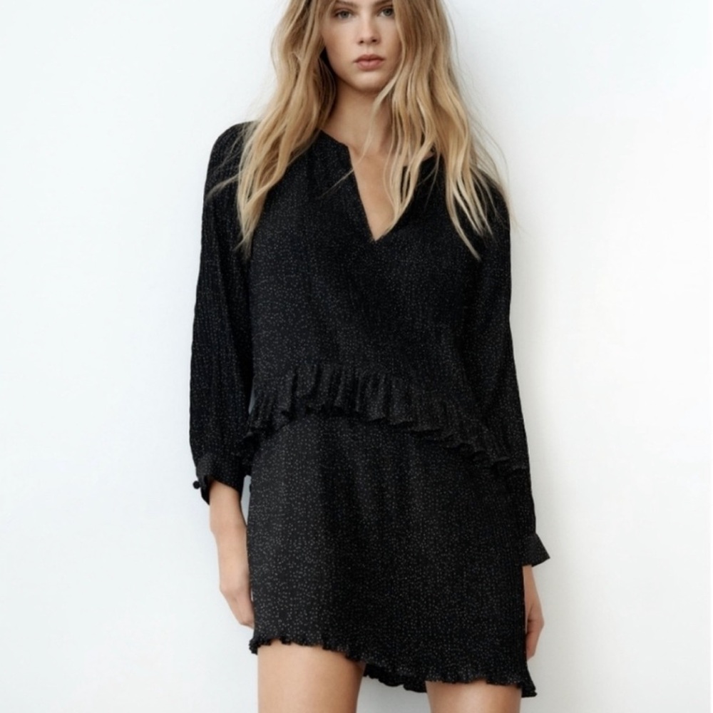 ZARA Micro Polka Dotted Dress Size: S
